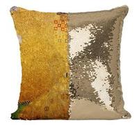 Fabulous Coussin avec Housse Sequin - Paillettes Doré Gustav Klimt Portrait d'Adèle Bloch Bauer [40 x 40 cm] Doré G