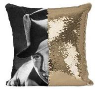 Fabulous Coussin avec Housse Sequin - Paillettes Doré Humphrey Bogart Acteur 2 [40 x 40 cm] Doré G