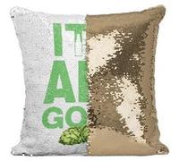 Fabulous Coussin avec Housse Sequin - Paillettes Doré IPA It's Ale Good [40 x 40 cm] Doré G