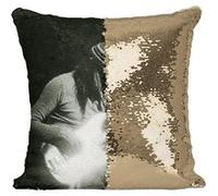 Fabulous Coussin avec Housse Sequin - Paillettes Doré Jaco Pastorius Basse Jazz [40 x 40 cm] Doré G