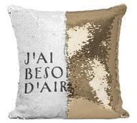 Fabulous Coussin avec Housse Sequin - Paillettes Doré J'ai besoin d'air [40 x 40 cm] Doré G