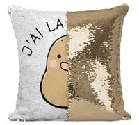 Fabulous Coussin avec Housse Sequin - Paillettes Doré J'ai la Patate [40 x 40 cm] Doré G