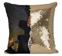 Fabulous Coussin avec Housse Sequin - Paillettes Doré Janelle Monae Chanteuse 2 [40 x 40 cm] Doré G