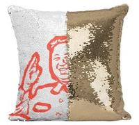 Fabulous Coussin avec Housse Sequin - Paillettes Doré Kim Jong Un Dictateur Coree du Nord [40 x 40 cm] Doré G