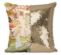 Fabulous Coussin avec Housse Sequin - Paillettes Doré La Reine Des Neiges Les Contes d'Andersen [40 x 40 cm] Doré G