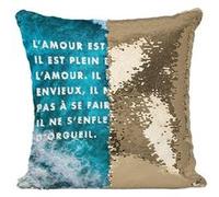 Fabulous Coussin avec Housse Sequin - Paillettes Doré L'amour Est Patient Bible [40 x 40 cm] Doré G