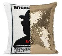 Fabulous Coussin avec Housse Sequin - Paillettes Doré l'Étau Alfred Hitchcock [40 x 40 cm] Doré G