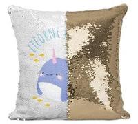 Fabulous Coussin avec Housse Sequin - Paillettes Doré Licorne des Mers [40 x 40 cm] Doré G