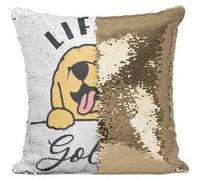 Fabulous Coussin avec Housse Sequin - Paillettes Doré Life is Golden [40 x 40 cm] Doré G