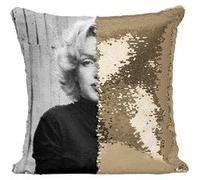 Fabulous Coussin avec Housse Sequin - Paillettes Doré Marilyn Monroe Actrice 1 [40 x 40 cm] Doré G