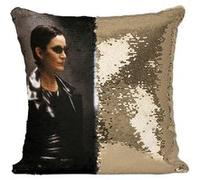 Fabulous Coussin avec Housse Sequin - Paillettes Doré Matrix Keanu Reeves Carrie Anne Moss [40 x 40 cm] Doré G