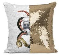 Fabulous Coussin avec Housse Sequin - Paillettes Doré Médusa Cassette [40 x 40 cm] Doré G