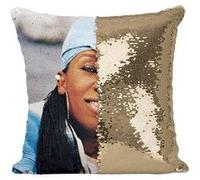 Fabulous Coussin avec Housse Sequin - Paillettes Doré Missy Elliott Hip Hop Artist 2000 [40 x 40 cm] Doré G
