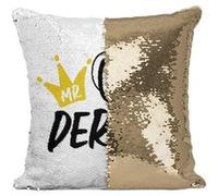 Fabulous Coussin avec Housse Sequin - Paillettes Doré Mr One Derful [40 x 40 cm] Doré G