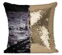Fabulous Coussin avec Housse Sequin - Paillettes Doré Neil Armstrong Premier Pas Sur La lune [40 x 40 cm] Doré G