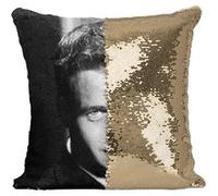 Fabulous Coussin avec Housse Sequin - Paillettes Doré Paul Newman Jeune Acteur [40 x 40 cm] Doré G