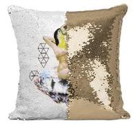 Fabulous Coussin avec Housse Sequin - Paillettes Doré Pin up Toucan et Diamant [40 x 40 cm] Doré G