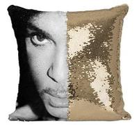 Fabulous Coussin avec Housse Sequin - Paillettes Doré Prince Portrait Noir et Blanc [40 x 40 cm] Doré G