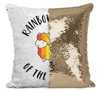 Fabulous Coussin avec Housse Sequin - Paillettes Doré Rainbow Sheep of the Family [40 x 40 cm] Doré G