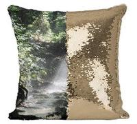 Fabulous Coussin avec Housse Sequin - Paillettes Doré Riviere de Sous Bois Rayon de Soleil [40 x 40 cm] Doré G