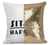 Fabulous Coussin avec Housse Sequin - Paillettes Doré Sit Happens [40 x 40 cm] Doré G