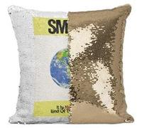Fabulous Coussin avec Housse Sequin - Paillettes Doré Smile! is the end of the World [40 x 40 cm] Doré G