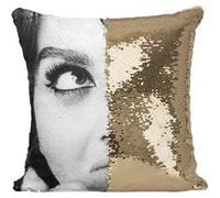 Fabulous Coussin avec Housse Sequin - Paillettes Doré Sophia Loren Actrice 1 [40 x 40 cm] Doré G