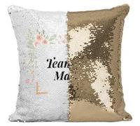 Fabulous Coussin avec Housse Sequin - Paillettes Doré Team du Marié Cadre Floral [40 x 40 cm] Doré G