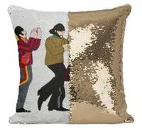 Fabulous Coussin avec Housse Sequin - Paillettes Doré The Beatles Yellow Submarine Dessin [40 x 40 cm] Doré G