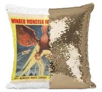 Fabulous Coussin avec Housse Sequin - Paillettes Doré The Giant Claw Cinéma Vintage [40 x 40 cm] Doré G