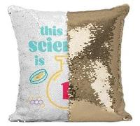 Fabulous Coussin avec Housse Sequin - Paillettes Doré This Mad Scientist is 1 [40 x 40 cm] Doré G