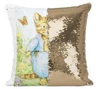 Fabulous Coussin avec Housse Sequin - Paillettes Doré Tom Kitten Tom Chaton Beatrice Potter [40 x 40 cm] Doré G