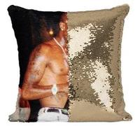 Fabulous Coussin avec Housse Sequin - Paillettes Doré Tupac Shakur Live Concert [40 x 40 cm] Doré G