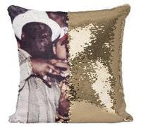 Fabulous Coussin avec Housse Sequin - Paillettes Doré Tupac Shakur The Notorious Big Vintage [40 x 40 cm] Doré G