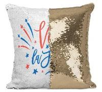 Fabulous Coussin avec Housse Sequin - Paillettes Doré Vive La france [40 x 40 cm] Doré G