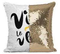 Fabulous Coussin avec Housse Sequin - Paillettes Doré Vive le Vélo [40 x 40 cm] Doré G