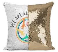 Fabulous Coussin avec Housse Sequin - Paillettes Doré We Are All Humans LGBT [40 x 40 cm] Doré G