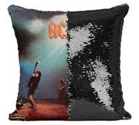 Fabulous Coussin avec Housse Sequin - Paillettes Noir ACDC Let There Be Rock [40 x 40 cm] Noir G