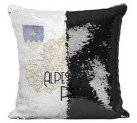 Fabulous Coussin avec Housse Sequin - Paillettes Noir Alpes de Haute Provence carte ancienne [40 x 40 cm] Noir G