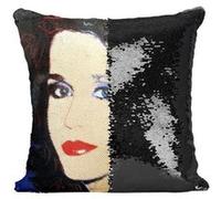 Fabulous Coussin avec Housse Sequin - Paillettes Noir Andy Warhol Portrait Jane Fonda [40 x 40 cm] Noir G