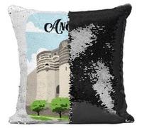 Fabulous Coussin avec Housse Sequin - Paillettes Noir Angers Château [40 x 40 cm] Noir G