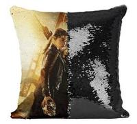 Fabulous Coussin avec Housse Sequin - Paillettes Noir Arnold Schwarzenegger Emilie Clarke Terminator 3 [40 x 40 cm] Noir G