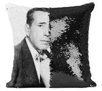 Fabulous Coussin avec Housse Sequin - Paillettes Noir Audrey Hepburn Actrice 7 [40 x 40 cm] Noir G