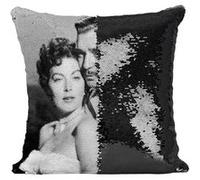 Fabulous Coussin avec Housse Sequin - Paillettes Noir Ava Gardner et Clark Gable Acteurs 1 [40 x 40 cm] Noir G