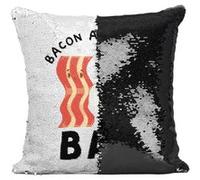 Fabulous Coussin avec Housse Sequin - Paillettes Noir BAE Bacon and Eggs [40 x 40 cm] Noir G