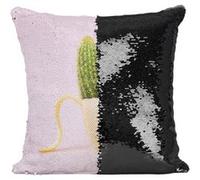 Fabulous Coussin avec Housse Sequin - Paillettes Noir Banane Cactus [40 x 40 cm] Noir G