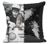 Fabulous Coussin avec Housse Sequin - Paillettes Noir Beastie Boys Photo Vintage Ghetto Blaster [40 x 40 cm] Noir G