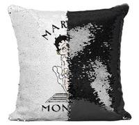 Fabulous Coussin avec Housse Sequin - Paillettes Noir Betty Boop - Marilyn Monroe [40 x 40 cm] Noir G
