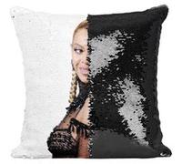 Fabulous Coussin avec Housse Sequin - Paillettes Noir Beyonce Star 1 [40 x 40 cm] Noir G
