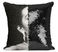 Fabulous Coussin avec Housse Sequin - Paillettes Noir Billie Holiday Chanteuse 3 [40 x 40 cm] Noir G